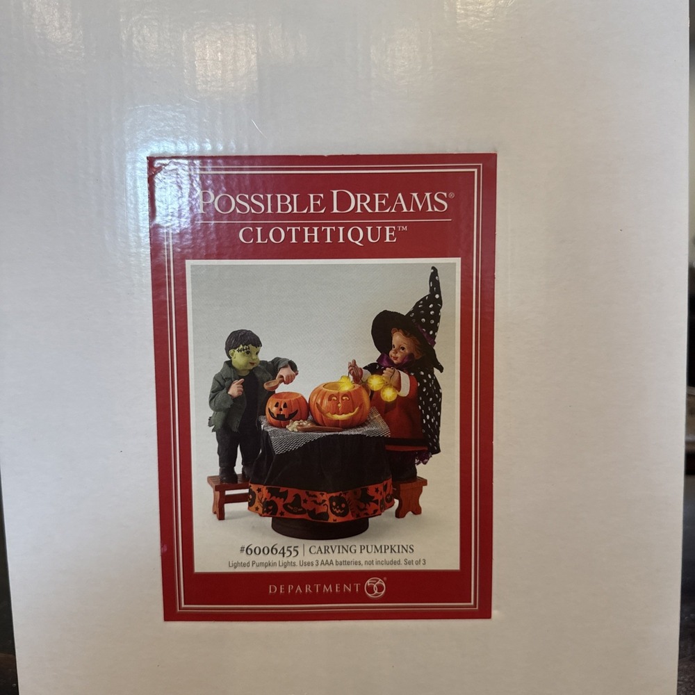 Possible‎ Dreams 6006455 CARVING PUMPKINS 3pc Halloween Clothtique™ Lite-up Set